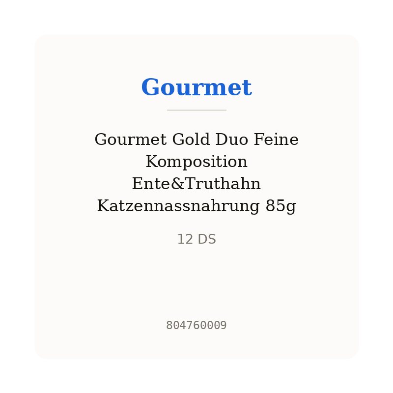 Gourmet Gold Duo Feine Komposition Ente&Truthahn Katzennassnahrung 85g