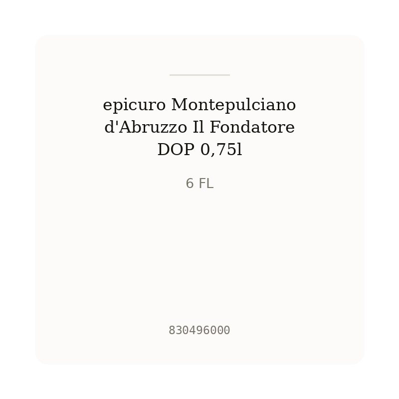 epicuro Montepulciano d'Abruzzo Il Fondatore DOP 0,75l