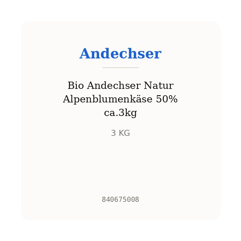 Bio Andechser Natur Alpenblumenkäse 50% ca.3kg