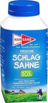 Hansano frische Schlagsahne 30%250g
