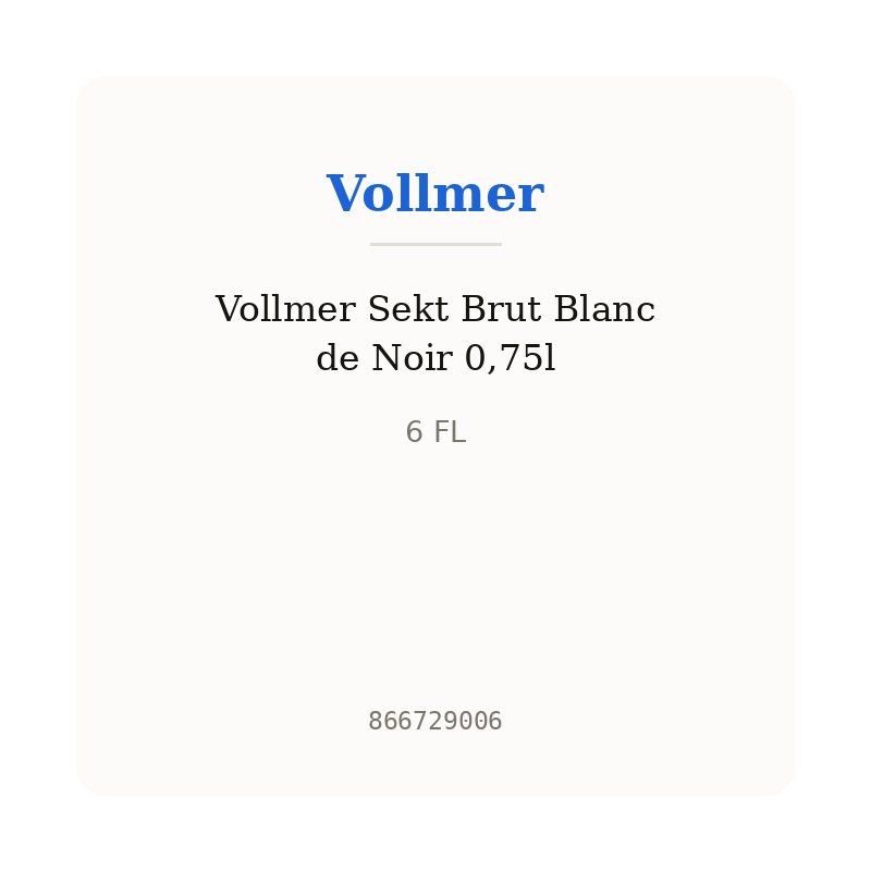 Vollmer Sekt Brut Blanc de Noir 0,75l