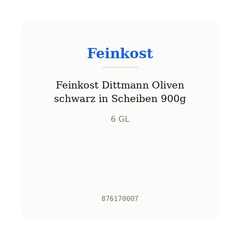 Feinkost Dittmann Oliven schwarz in Scheiben 900g