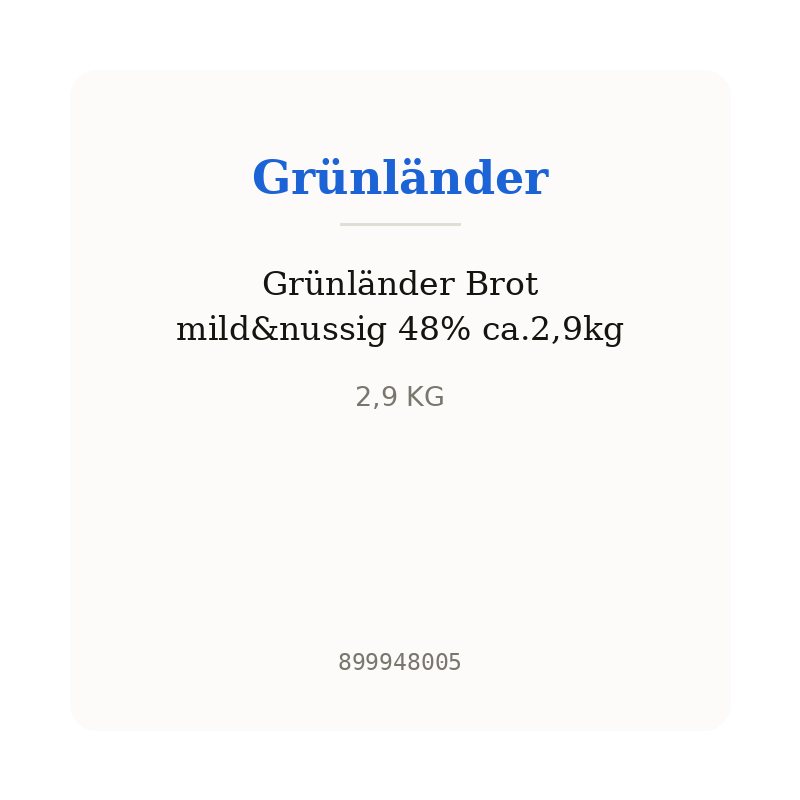 Grünländer Brot mild&nussig 48% ca.2,9kg