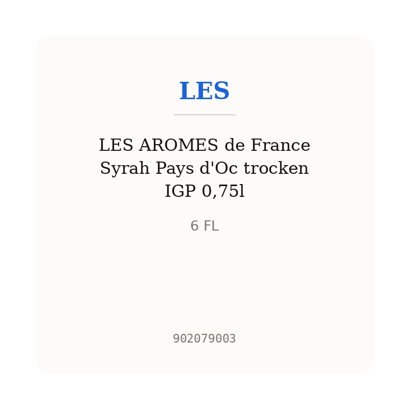 LES AROMES de France Syrah Pays d'Oc trocken IGP 0,75l