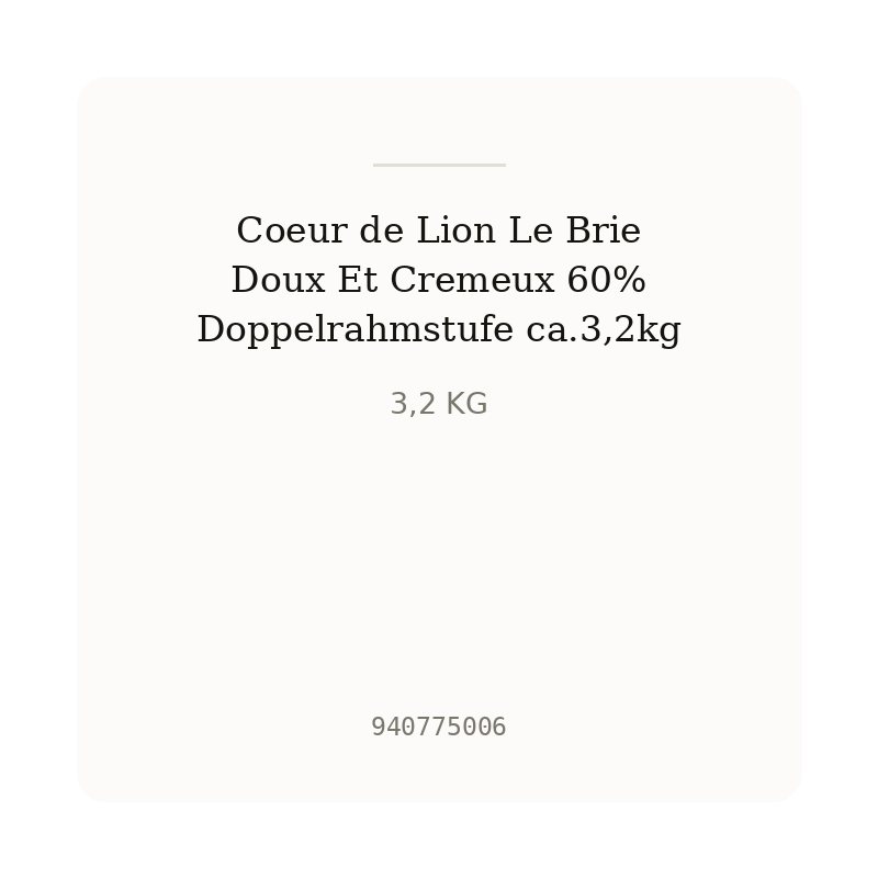 Coeur de Lion Le Brie Doux Et Cremeux 60% Doppelrahmstufe ca.3,2kg