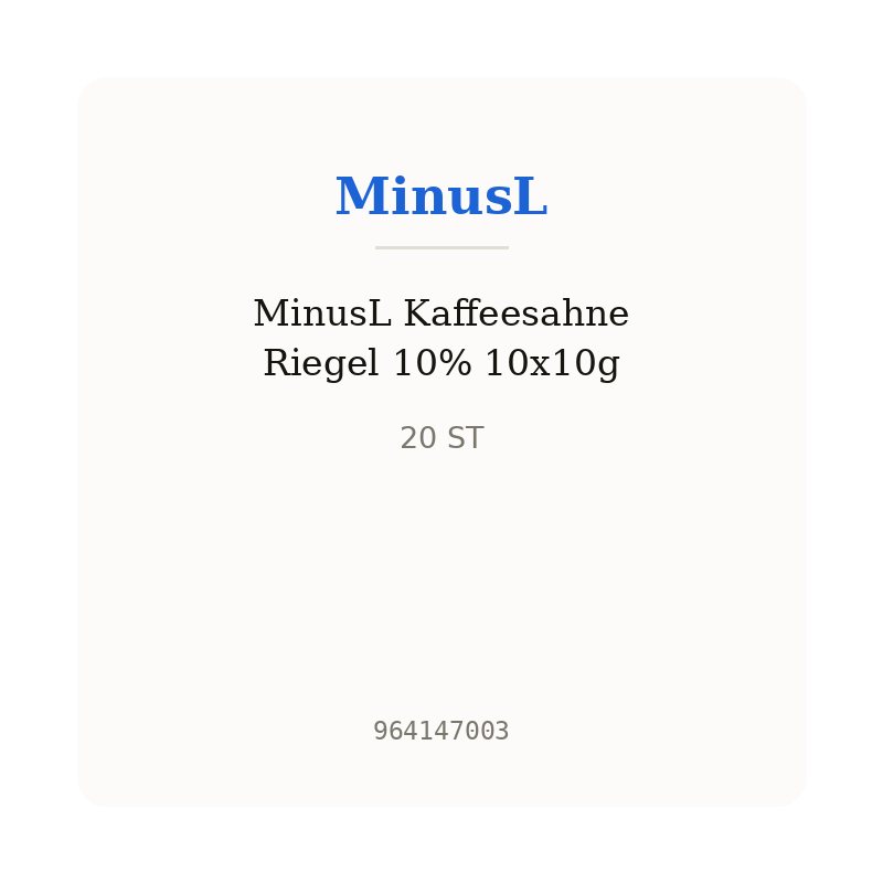 MinusL Kaffeesahne Riegel 10% 10x10g